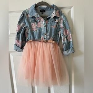 Girls Zunie tulle and denim dress size 5